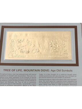 Gold Bank Notes Of Antigua Barbuda 23 K Gold 30 Dollars Tree Of Life   Dove